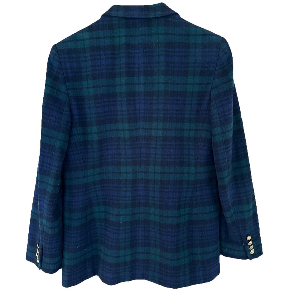 Polo Ralph Lauren Women's Plaid Bullion Crest Blazer Navy Wool/cashmere Sz. 8 - Picture 2 of 8